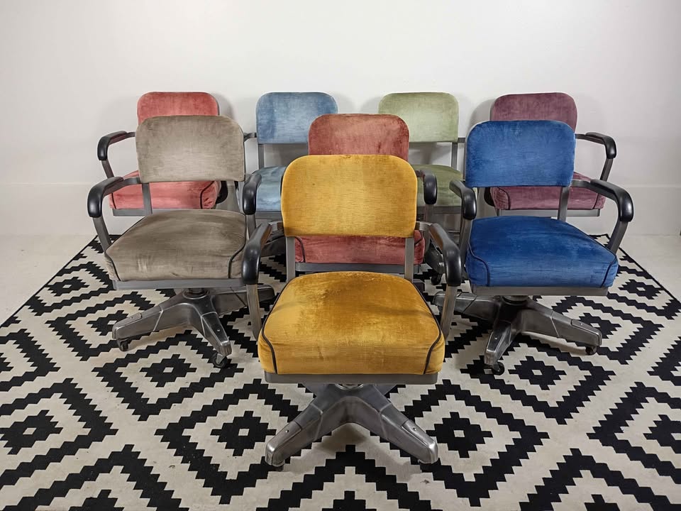 Velvet MCM Tanker Desk Chairs by Chromcraft