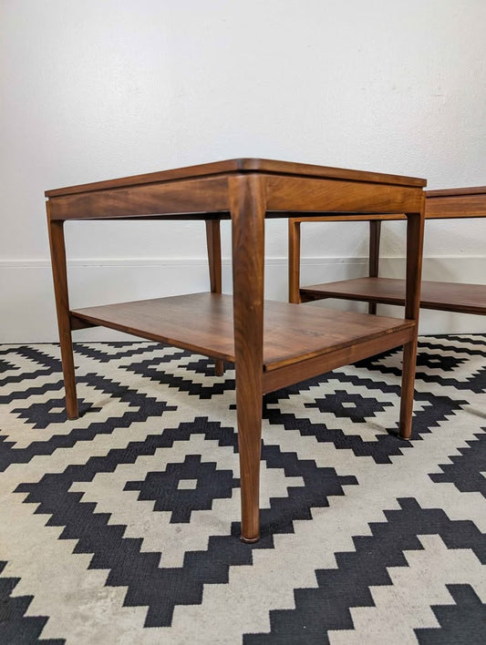 MCM Drexel Declaration Walnut End Tables by Kipp Stewart