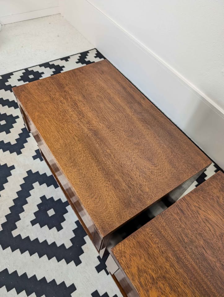 MCM Pair of American Walnut Nightstands by Lane