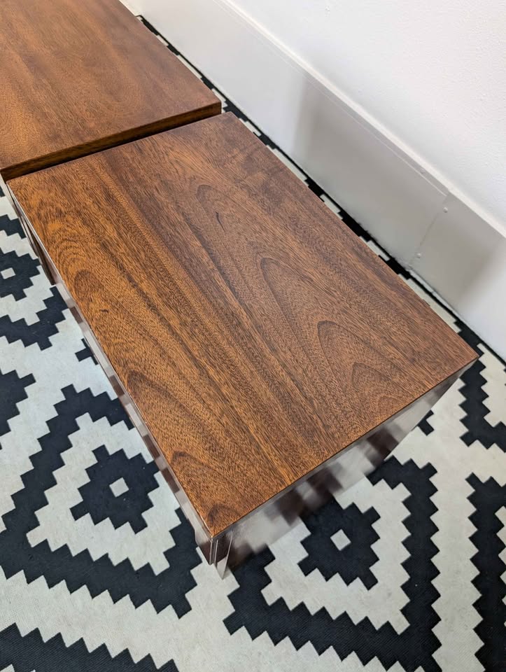 MCM Pair of American Walnut Nightstands by Lane