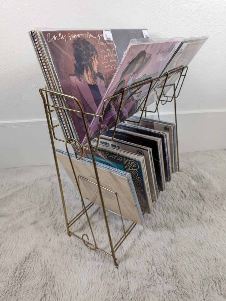 MCM Brass Wire Rack Vinyl Record Storage Bin