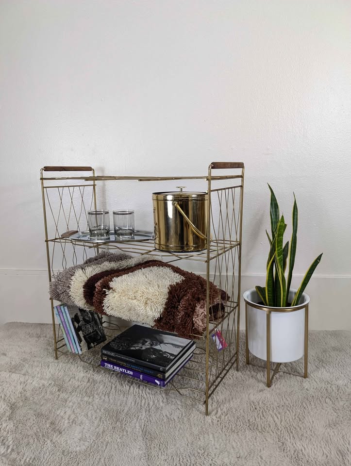 Mid Century Modern Brass Wire Rack Display