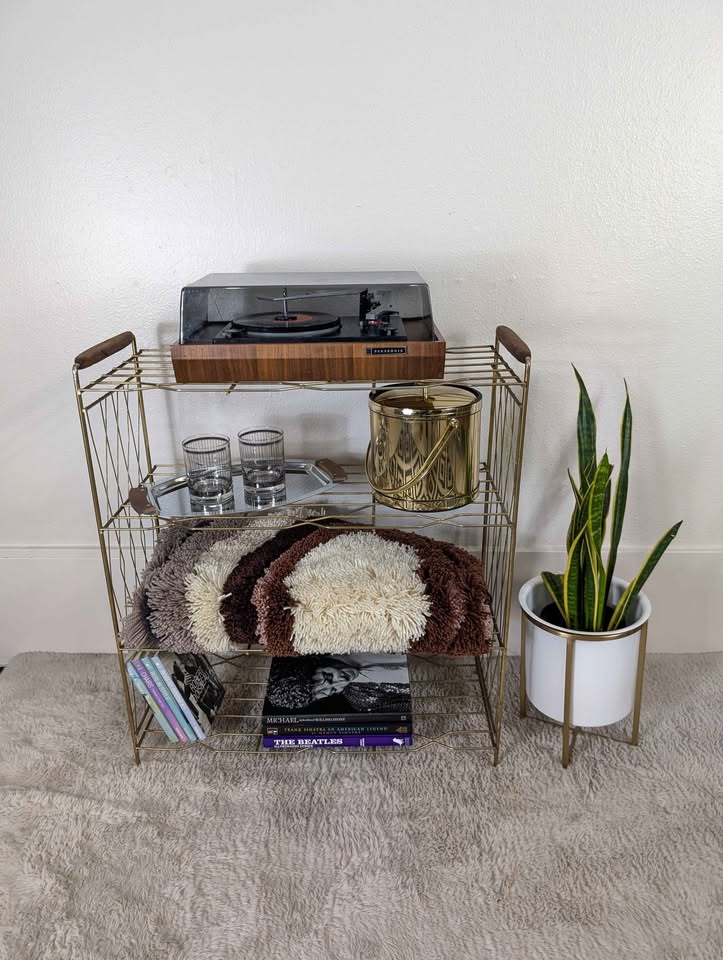 Mid Century Modern Brass Wire Rack Display