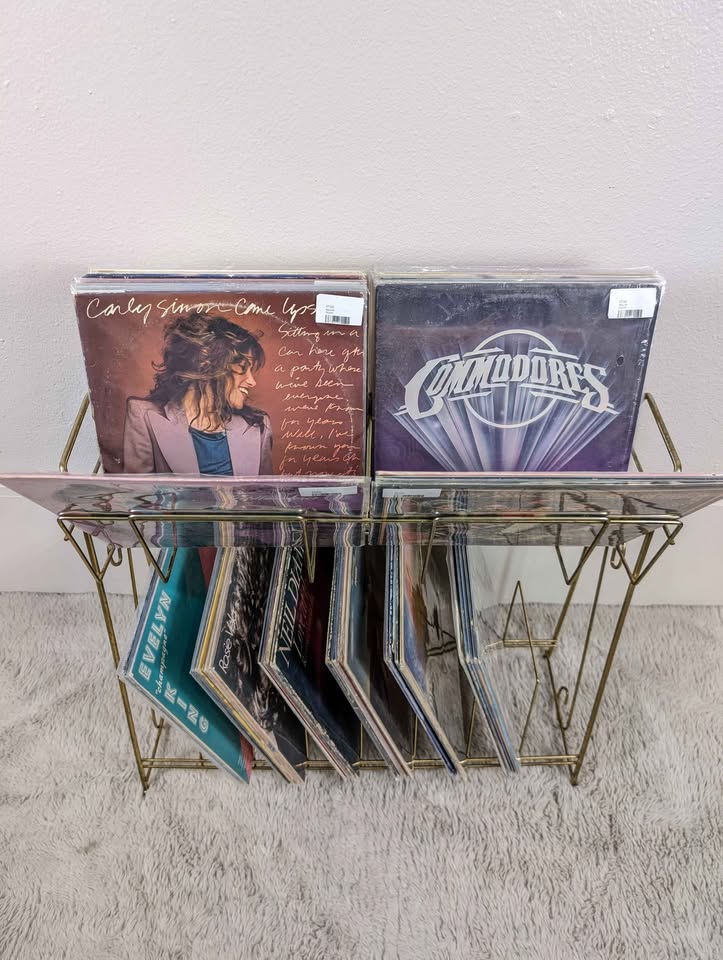 MCM Brass Wire Rack Vinyl Record Storage Bin