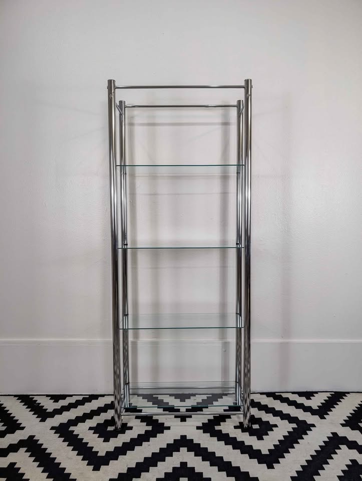 MCM Chrome & Glass 4 Tiered Etagere Display Shelf