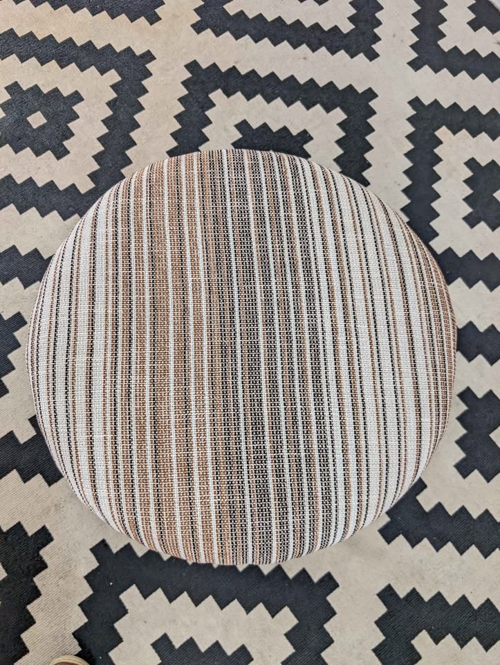 MCM Tweed Ottoman on Tapered Walnut Legs