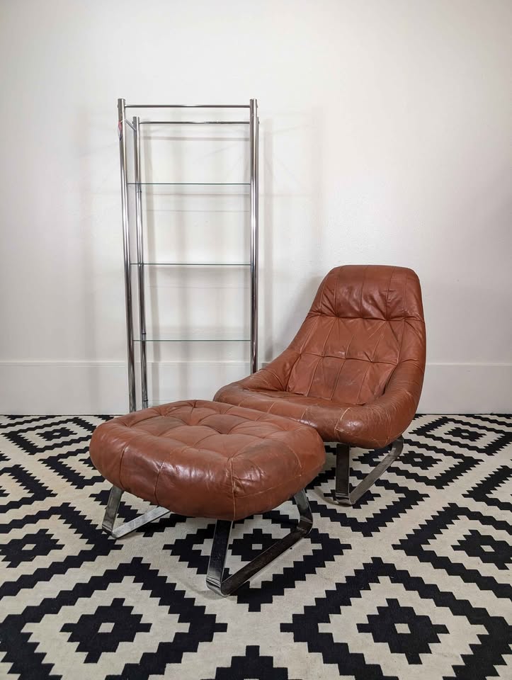 MCM Chrome & Glass 4 Tiered Etagere Display Shelf