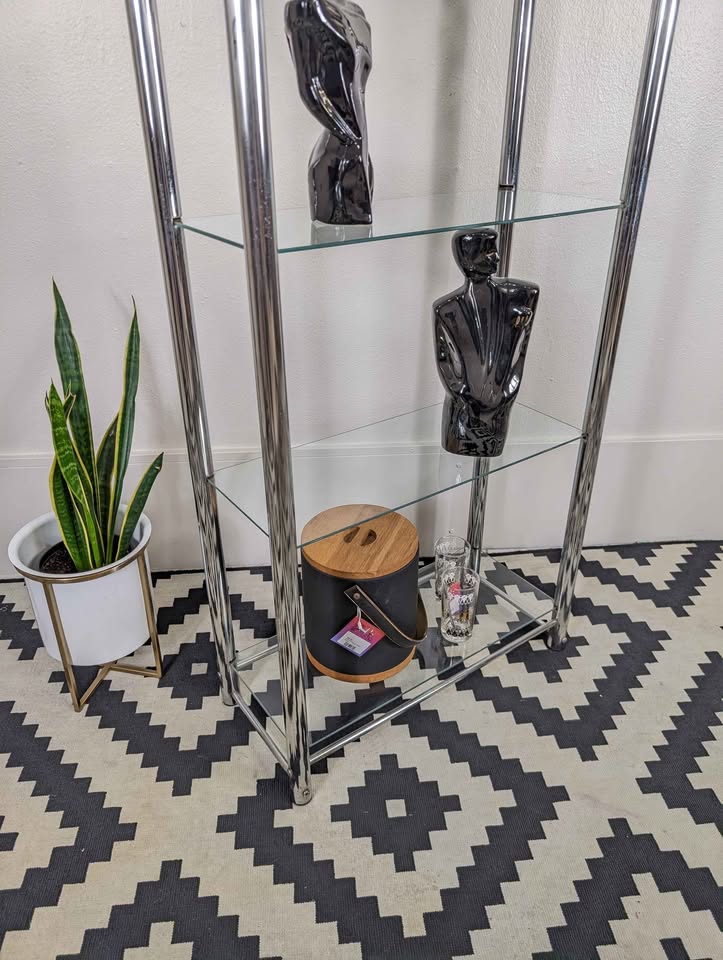 MCM Chrome & Glass 4 Tiered Etagere Display Shelf