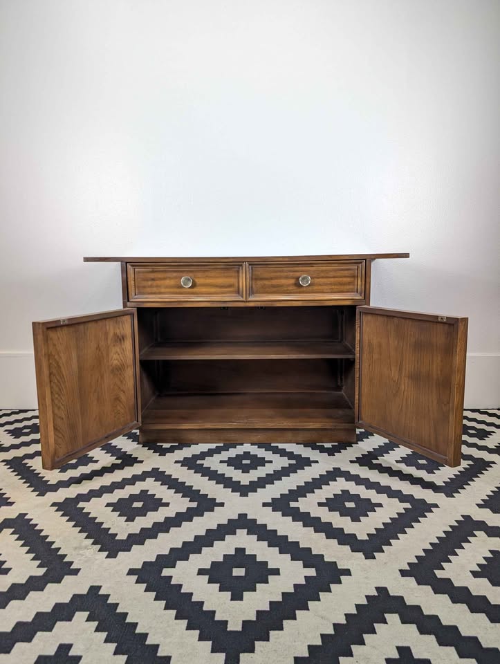 Gorgeous MCM American Walnut Brutalist Bar / Credenza / Buffet by Young