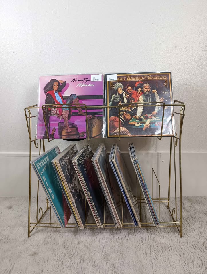 MCM Brass Wire Rack Vinyl Record Storage Bin