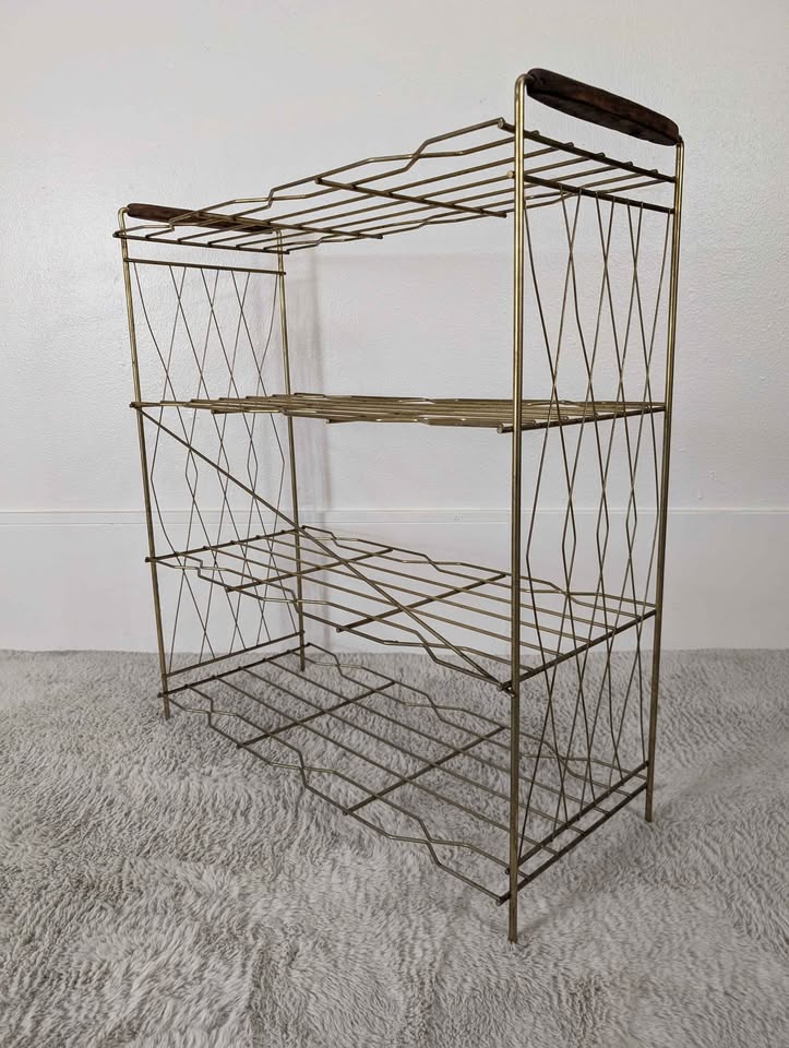 Mid Century Modern Brass Wire Rack Display