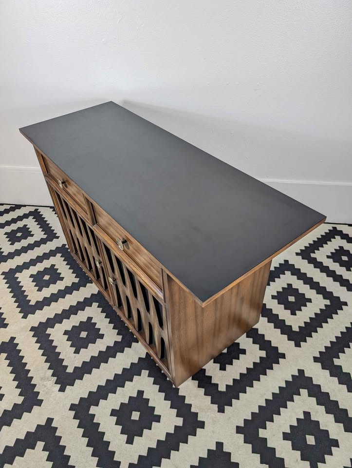 Gorgeous MCM American Walnut Brutalist Bar / Credenza / Buffet by Young