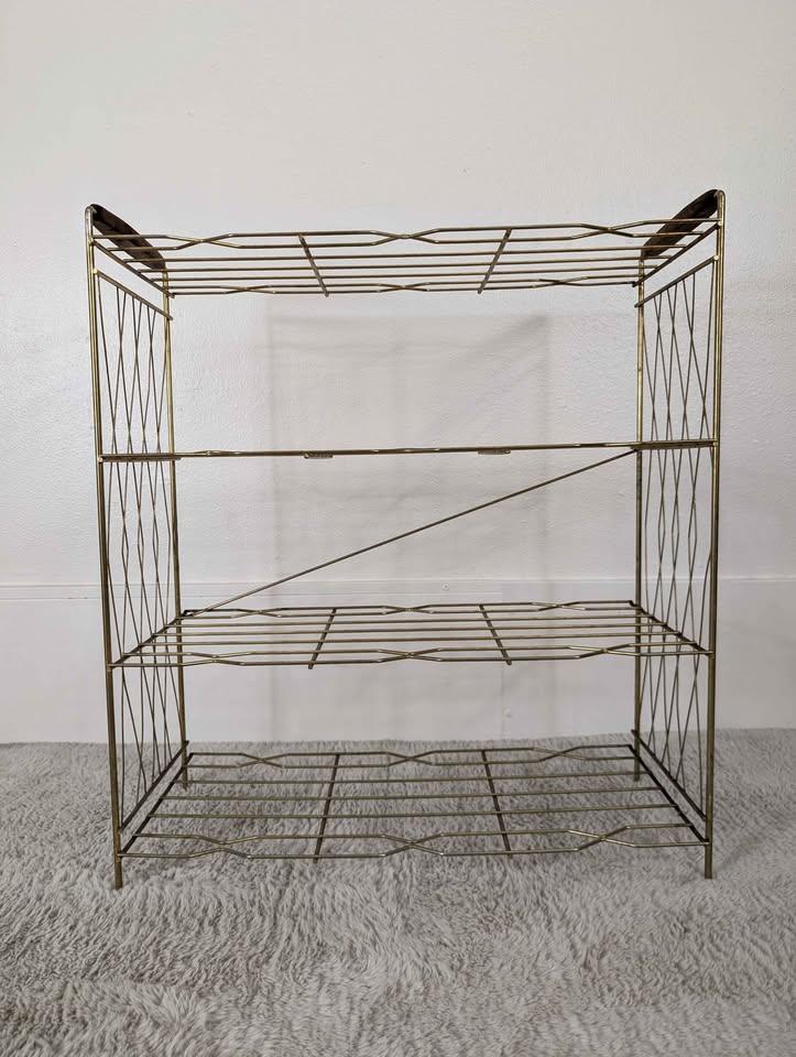 Mid Century Modern Brass Wire Rack Display