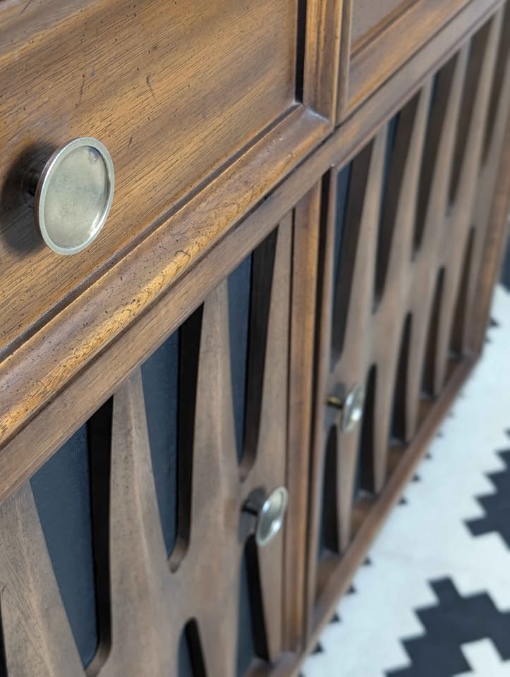 Gorgeous MCM American Walnut Brutalist Bar / Credenza / Buffet by Young