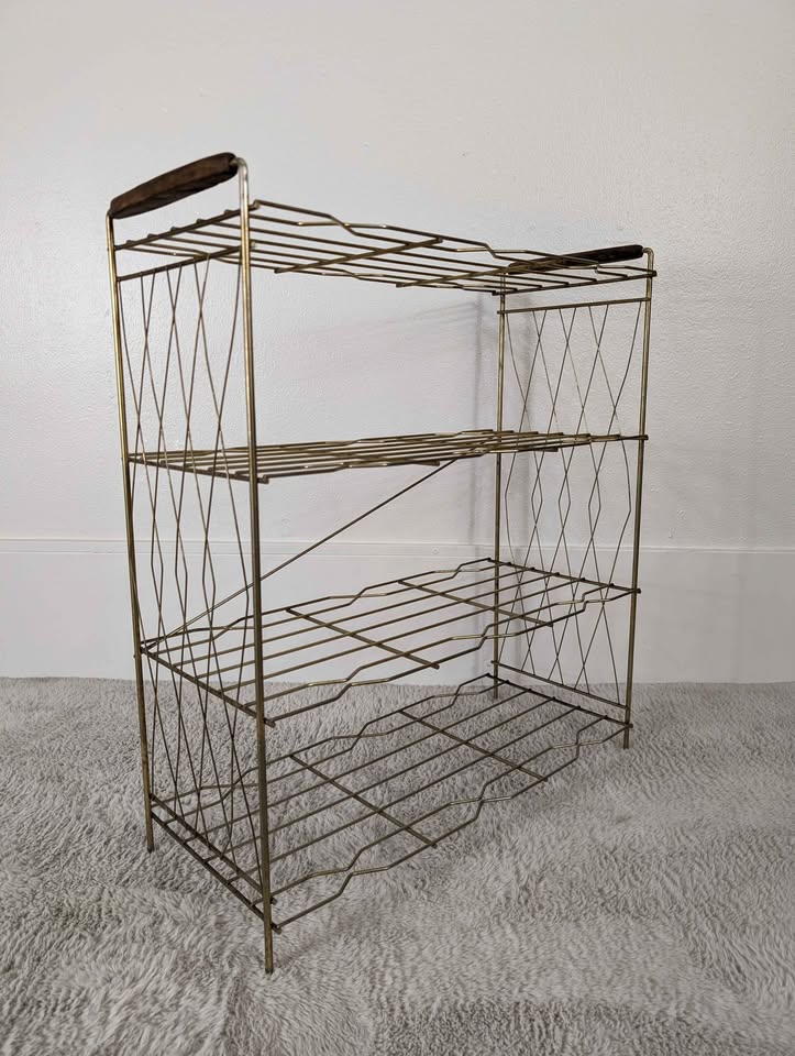 Mid Century Modern Brass Wire Rack Display