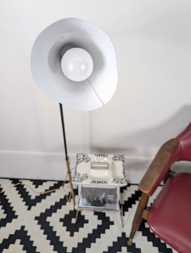 MCM Large Ashtray Floor Lamp Table w/ Magazine Rack