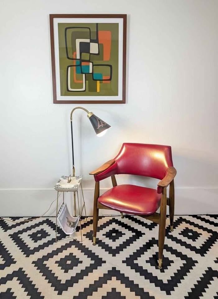 MCM Large Ashtray Floor Lamp Table w/ Magazine Rack