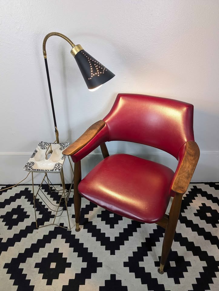 MCM Large Ashtray Floor Lamp Table w/ Magazine Rack