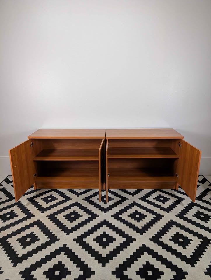 Danish Modern Double Door Record Storage Credenzas