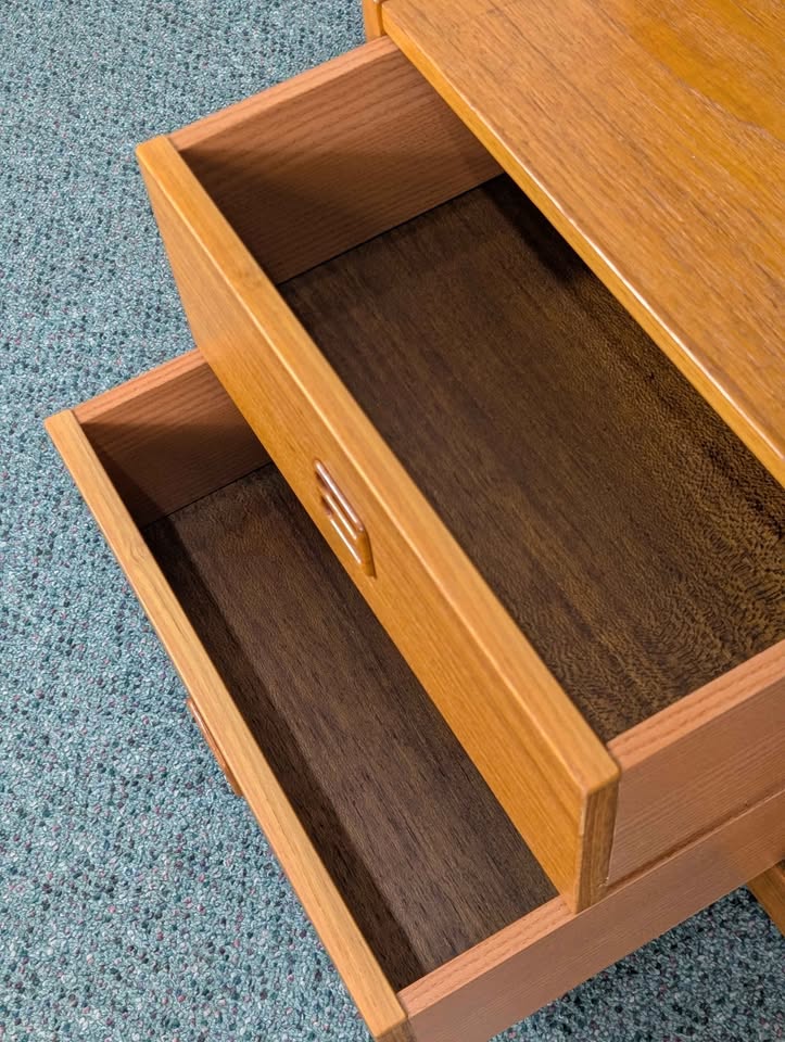 Danish Modern Teak Record Player Stand, Shelf & Vinyl Storage