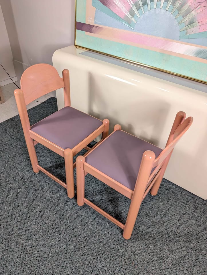 Vintage Pair of Pink & Purple Padova Dining Chairs by Hank Lowenstein