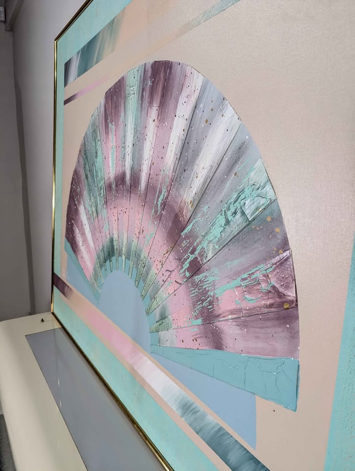 Huge Postmodern Framed Vintage Art Piece by Stephen Kaye