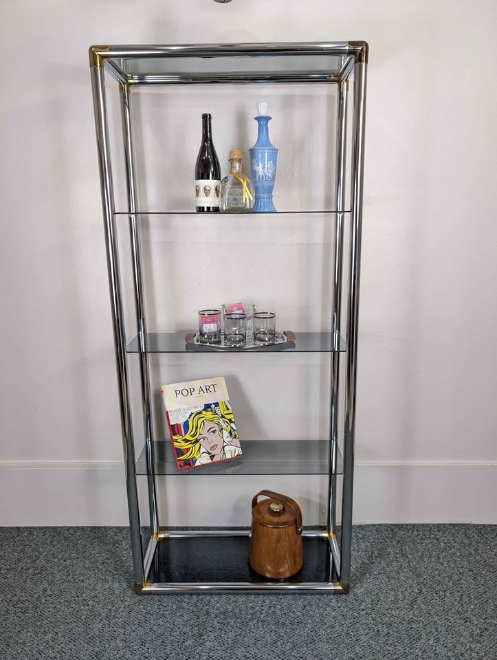 MCM Vintage Milo Baughman Style Chrome Etagere