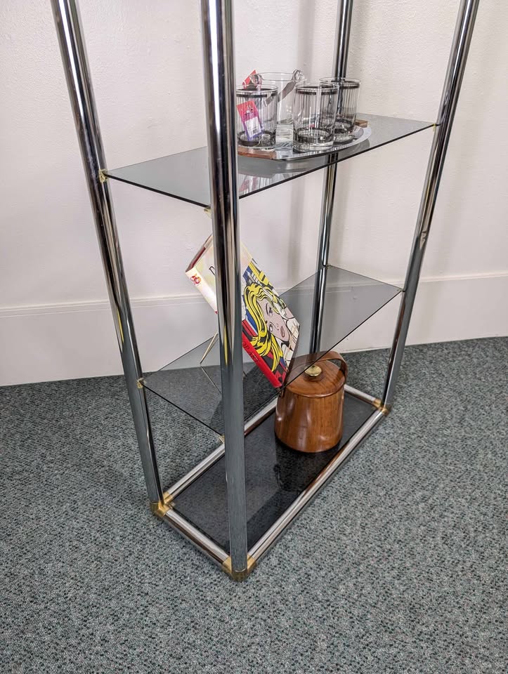 MCM Vintage Milo Baughman Style Chrome Etagere