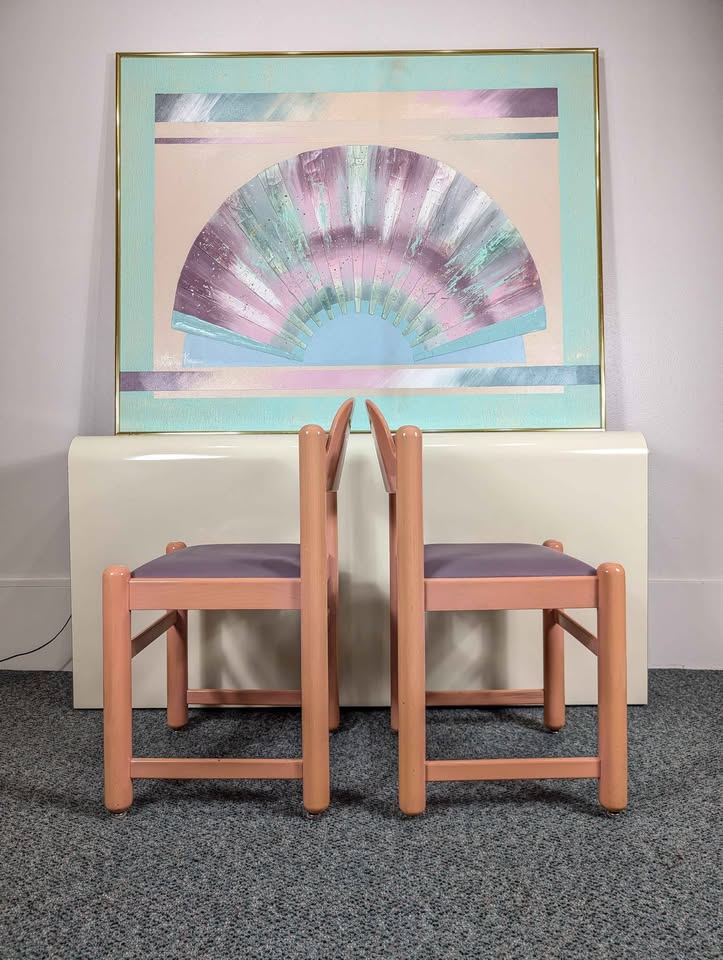 Vintage Pair of Pink & Purple Padova Dining Chairs by Hank Lowenstein