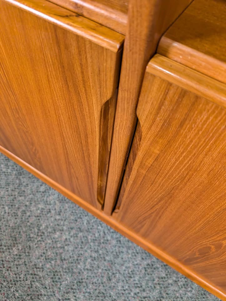 Danish Modern Large Teak Bookcase with Storage Cabinet