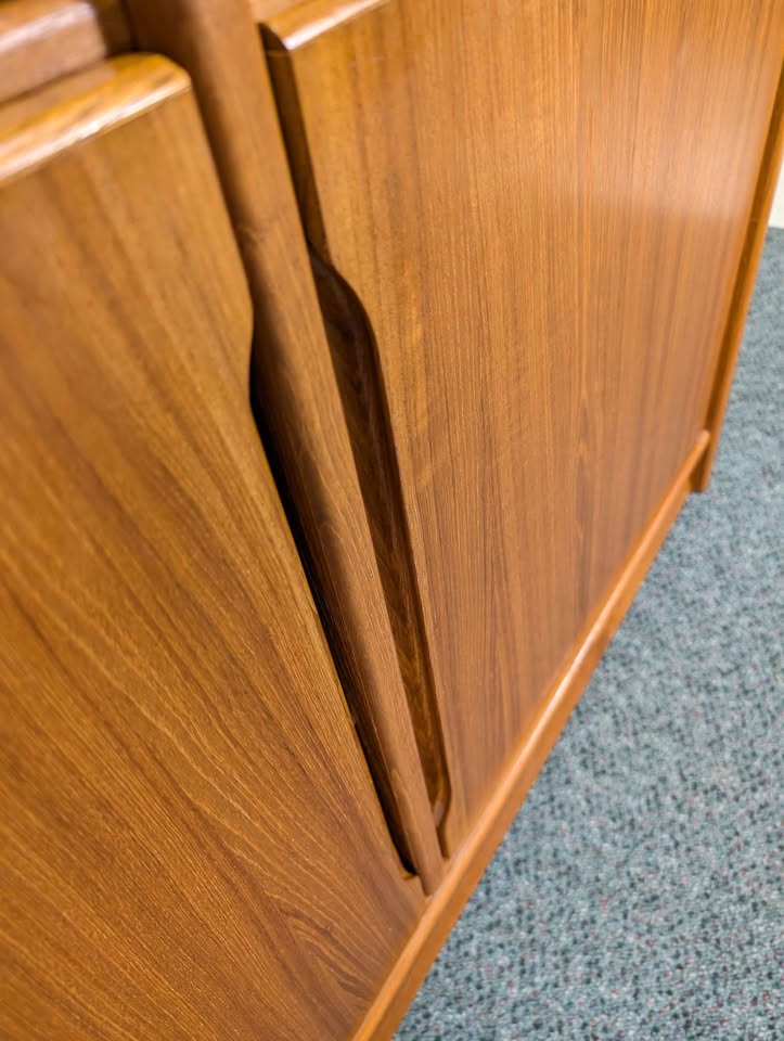 Danish Modern Large Teak Bookcase with Storage Cabinet