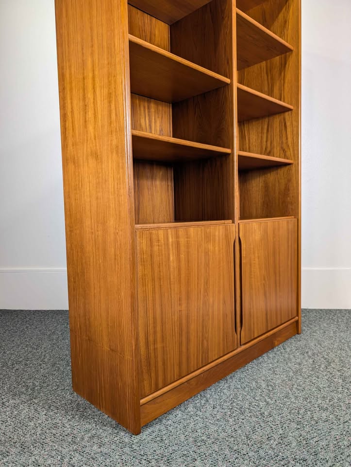 Danish Modern Large Teak Bookcase with Storage Cabinet