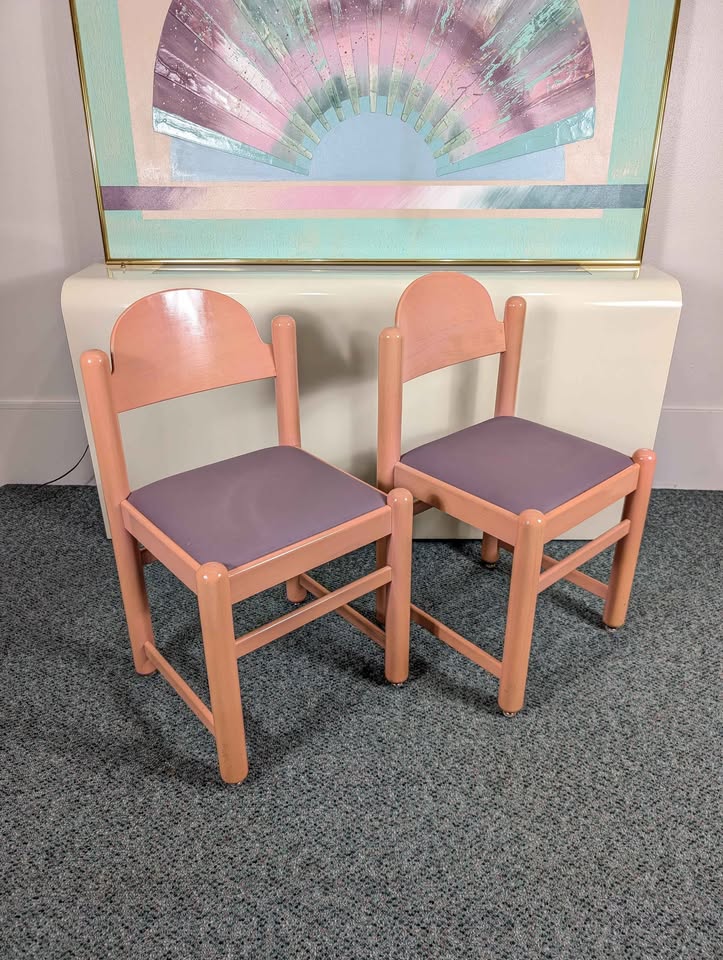 Vintage Pair of Pink & Purple Padova Dining Chairs by Hank Lowenstein