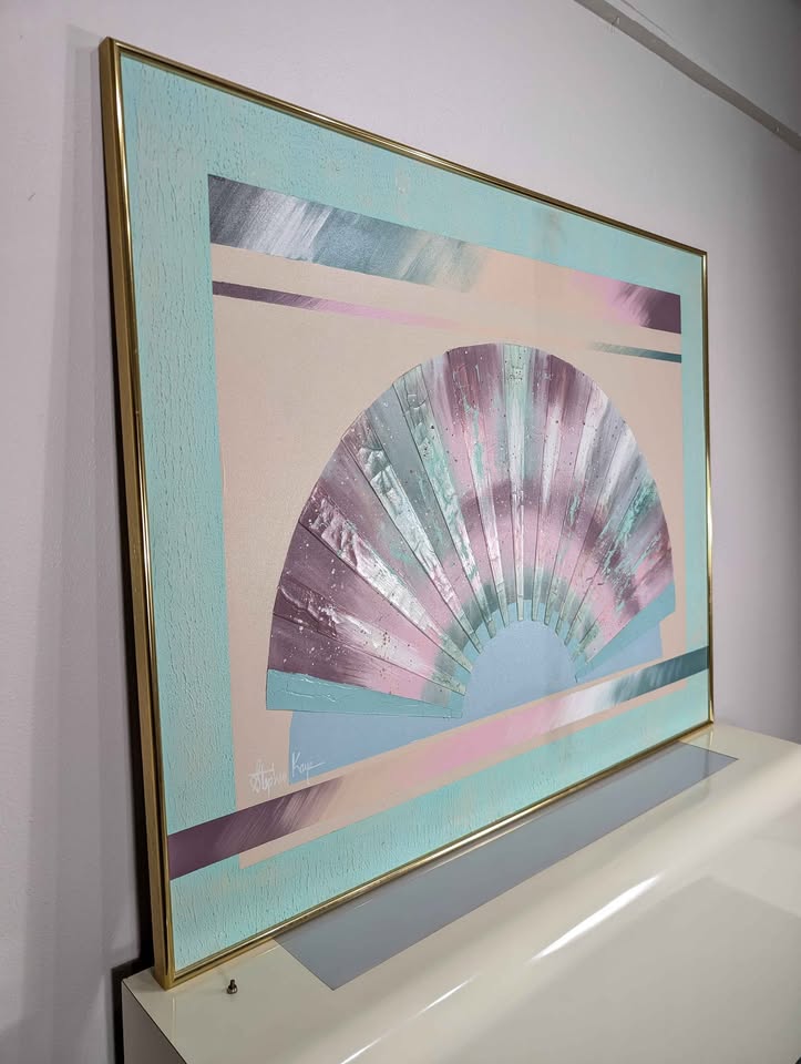 Huge Postmodern Framed Vintage Art Piece by Stephen Kaye
