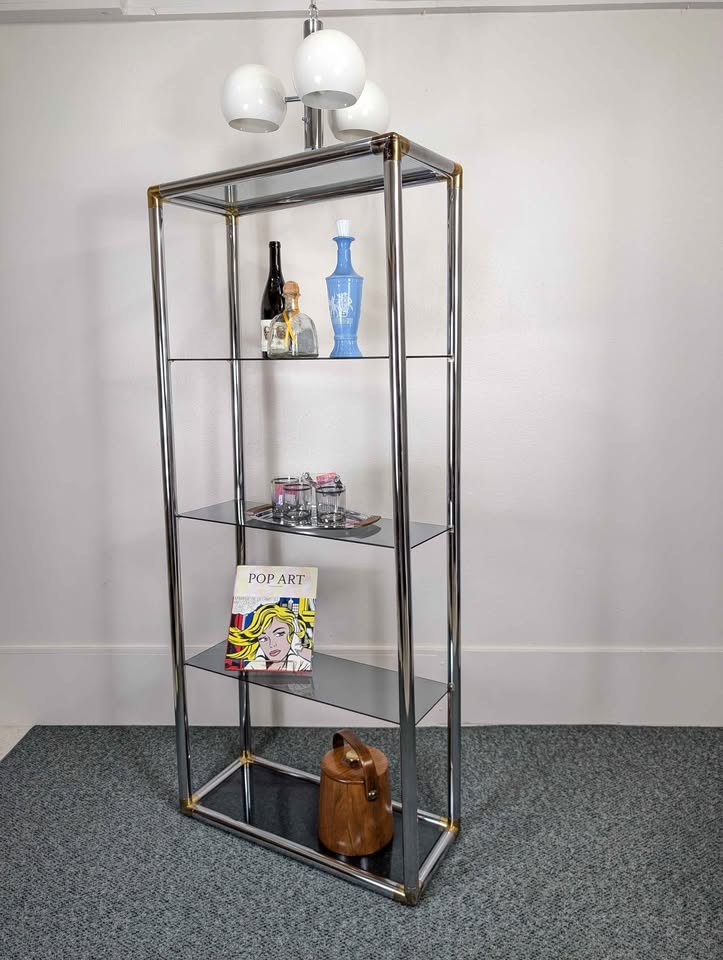 MCM Vintage Milo Baughman Style Chrome Etagere