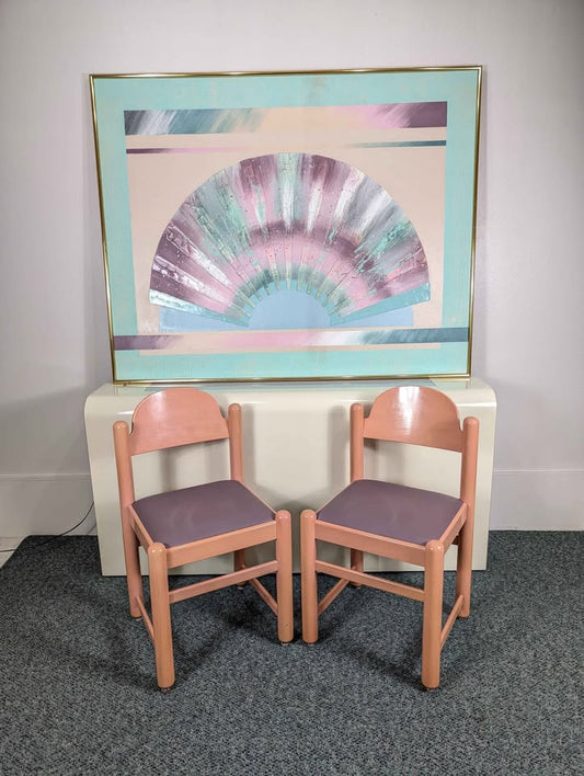 Vintage Pair of Pink & Purple Padova Dining Chairs by Hank Lowenstein