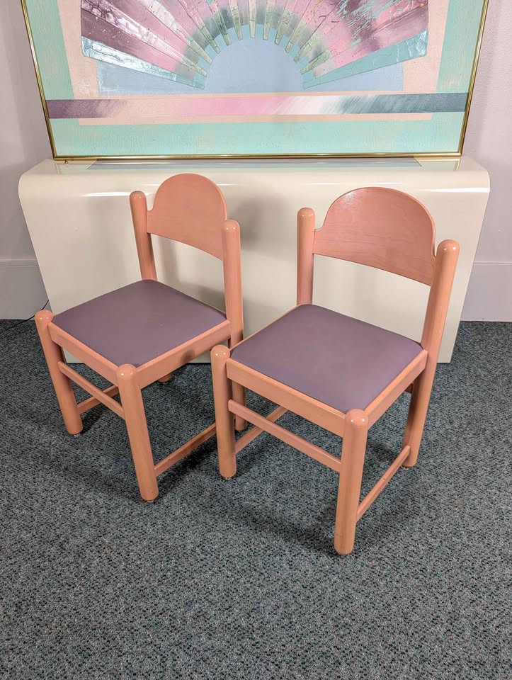 Vintage Pair of Pink & Purple Padova Dining Chairs by Hank Lowenstein
