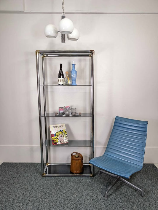 MCM Vintage Milo Baughman Style Chrome Etagere