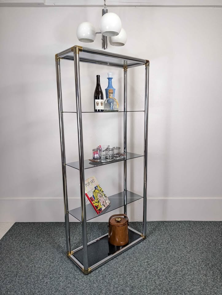 MCM Vintage Milo Baughman Style Chrome Etagere