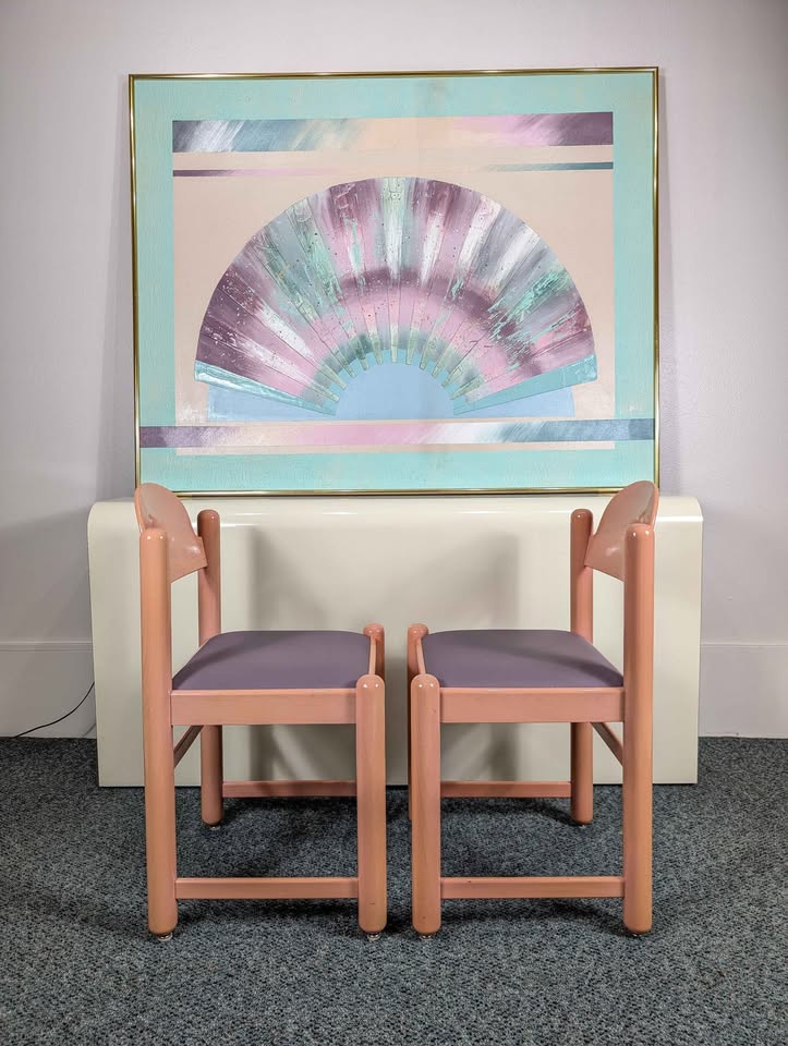 Vintage Pair of Pink & Purple Padova Dining Chairs by Hank Lowenstein