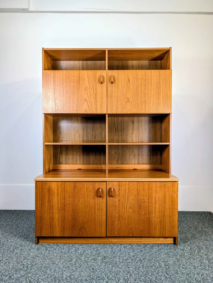 Danish Modern Teak Record Player Credenza w/ Hutch