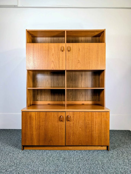 Danish Modern Teak Record Player Credenza w/ Hutch