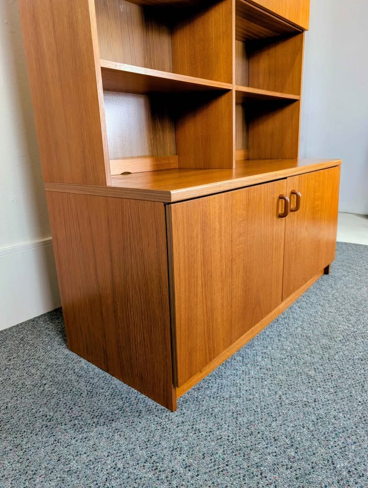 Danish Modern Teak Record Player Credenza w/ Hutch