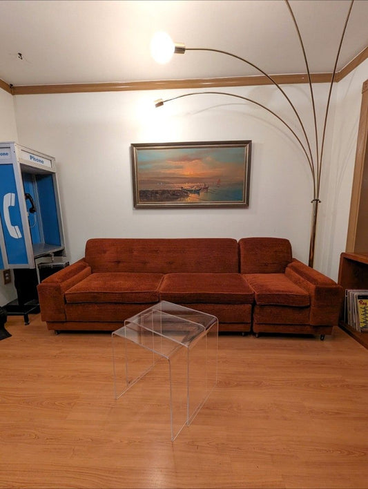 Stunning MCM Modular Burnt Orange Velvet Couch