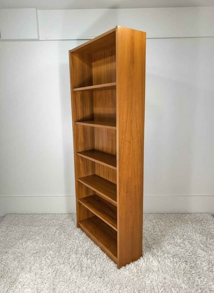 Large 6 Tiered Danish Modern Teak Bookcase