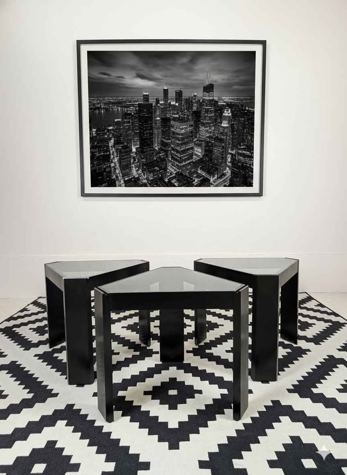 Italian Set of Black Little End / Coffee Tables by Porada Arredi