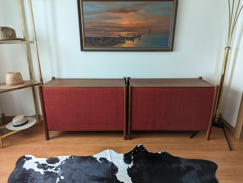 Pair Of Beautiful Solid Teak Subwoofer Cabinets w/ JBL LX5's