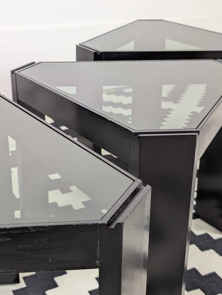 Italian Set of Black Little End / Coffee Tables by Porada Arredi