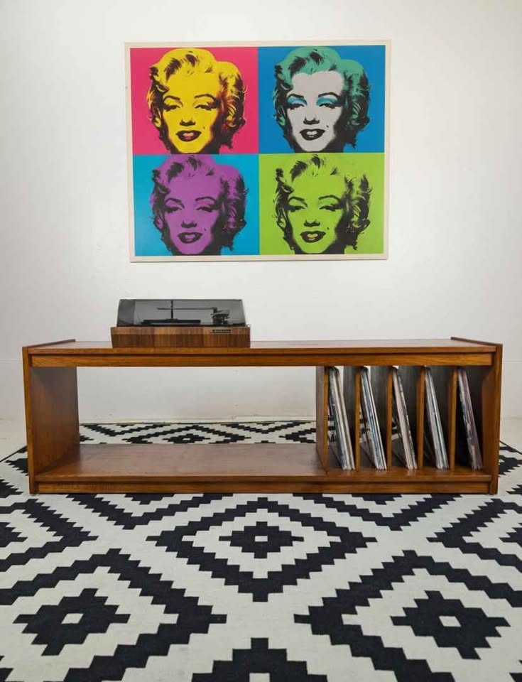 Danish Modern Teak Record Player Stand & Vinyl Storage