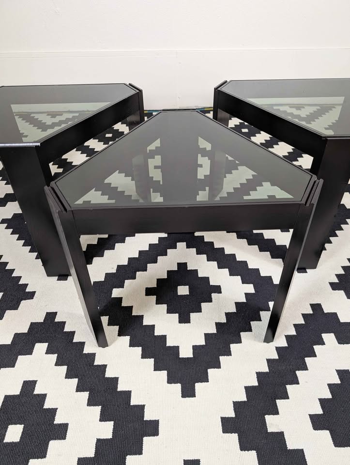 Italian Set of Black Little End / Coffee Tables by Porada Arredi